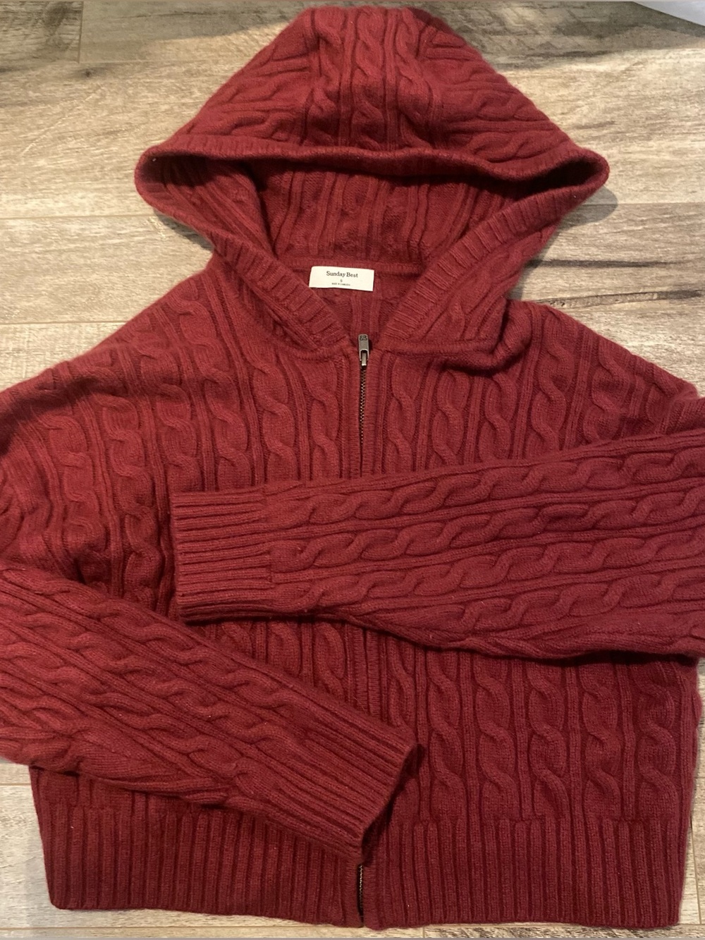 Sunday Cable-Knit Hooded Zip Sweater — Aritzia